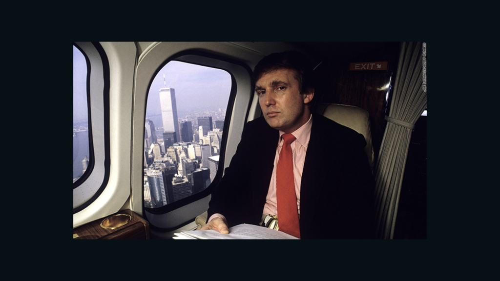 Donald Trump in the 80s, in a private jet above New York City